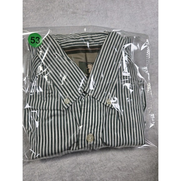 Duck Head Mens Large Green White Stripe Button Down Shirt Cotton Preppy Casual - Picture 9 of 9